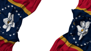 State of Mississippi Flag Cloth Wave Banner in the Corner with Bump and Plain Texture, Isolated, 3D Rendering png