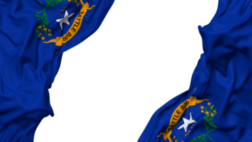 State of Nevada Flag Cloth Wave Banner in the Corner with Bump and Plain Texture, Isolated, 3D Rendering png