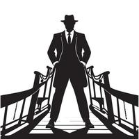 Mafia silhouette vector, Detective silhouette vector isolated on white background