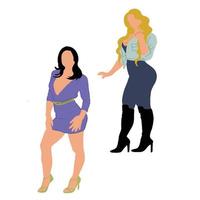 Beautiful two woman pose, good for graphic design resources. vector