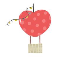 cute baby animal on hot air balloon, isolated vector