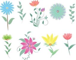 flores y hojas, flores de acuarela, uso como tarjeta de invitación de tarjeta de felicitación para bodas, cumpleaños y otras vacaciones, ilustración vectorial de fondo de verano vector