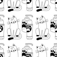 Pattern with a set of shampoos for animals, cats, dogs. vector