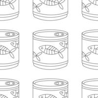 Pattern with canned fish, for animals, cats, tin can with fish label. vector