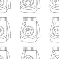 Pattern with a large package of food for animals, cats, with a label with a paw. vector