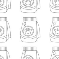 Pattern with a large package of food for animals, cats, with a label with a paw. vector