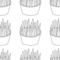 Pattern with grass in a pot for animals, cats, dogs, animal care. vector