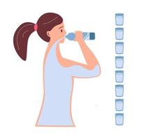 Drink more water. Water balance tracker. Healthy lifestyle concept. Vector illustration.