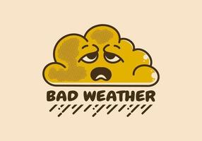 Mascot character design of a cloud with sad face vector