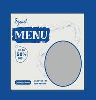 food menu social media post design template. vector