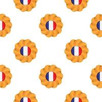 Pattern cookie with flag country France in tasty biscuit vector