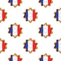 Pattern cookie with flag country France in tasty biscuit vector