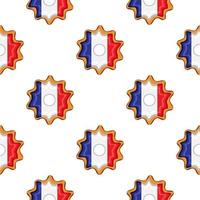 Pattern cookie with flag country France in tasty biscuit vector