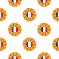 Pattern cookie with flag country France in tasty biscuit vector