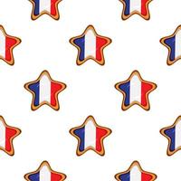 Pattern cookie with flag country France in tasty biscuit vector