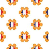 Pattern cookie with flag country France in tasty biscuit vector