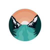 Illustration vector graphic of mountain with circle frame and flat style design, good for t shirt or keychan