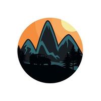 Illustration vector graphic of mountain with circle frame and flat style design, good for t shirt or keychan