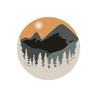 Illustration vector graphic of mountain with circle frame and flat style design, good for t shirt or keychan