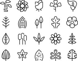 icon bundle of plants leaves with line aesthetic style vector