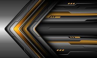 Abstract yellow silver black cyber arrow direction geometric layer overlap design modern futuristic technology background vector