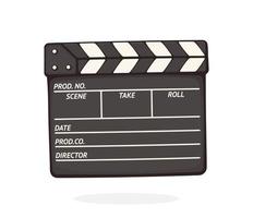 Closed clapperboard used in cinema when shooting a film. Movie industry. Black clapper board. Isolated on white background vector