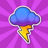 Sticker electric lightning bolt with cloud vector