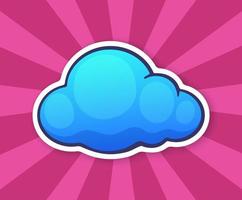 Sticker blue cloud vector