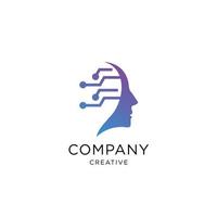 logotipo de tecnología de cabeza, vector de concepto de logotipo de cabeza de píxel, diseños de plantilla de logotipo de tecnología robótica ilustración vectorial