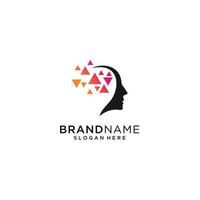 logotipo de tecnología de cabeza, vector de concepto de logotipo de cabeza de píxel, diseños de plantilla de logotipo de tecnología robótica ilustración vectorial