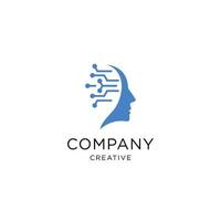 logotipo de tecnología de cabeza, vector de concepto de logotipo de cabeza de píxel, diseños de plantilla de logotipo de tecnología robótica ilustración vectorial