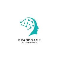 Brain Technology Mind Data Logo Design Template vector