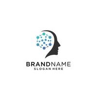 logotipo de tecnología de cabeza, vector de concepto de logotipo de cabeza de píxel, diseños de plantilla de logotipo de tecnología robótica ilustración vectorial