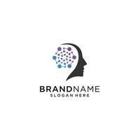 logotipo de tecnología de cabeza, vector de concepto de logotipo de cabeza de píxel, diseños de plantilla de logotipo de tecnología robótica ilustración vectorial