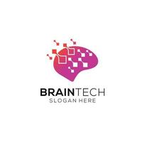 Illustration of Brain Technology Logo Design vector