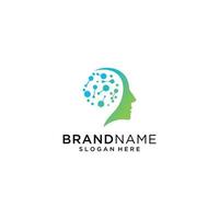 logotipo de tecnología de cabeza, vector de concepto de logotipo de cabeza de píxel, diseños de plantilla de logotipo de tecnología robótica ilustración vectorial