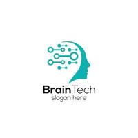 cerebro tecnología mente datos logo diseño modelo vector