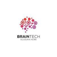 ilustración de cerebro tecnología logo diseño vector