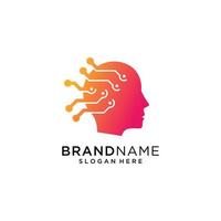 Brain Technology Mind Data Logo Design Template vector