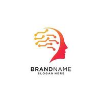 Brain Technology Mind Data Logo Design Template vector