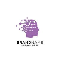 Brain Technology Mind Data Logo Design Template vector