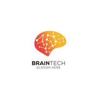 Illustration of Brain Technology Logo Design. vector