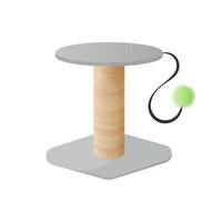 Scratching post for cats with a green ball for playing. pet accessory. vector illustration