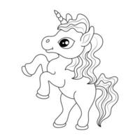 Line art unicorn Children coloring book page vector