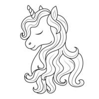 Line art unicorn Children coloring book page vector