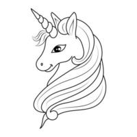 línea Arte unicornio niños colorante libro página vector