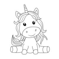 Line art unicorn Children coloring book page vector