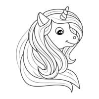 línea Arte unicornio niños colorante libro página vector