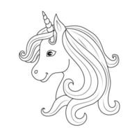 Line art unicorn Children coloring book page vector