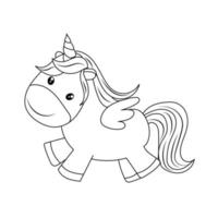 Line art unicorn Children coloring book page vector